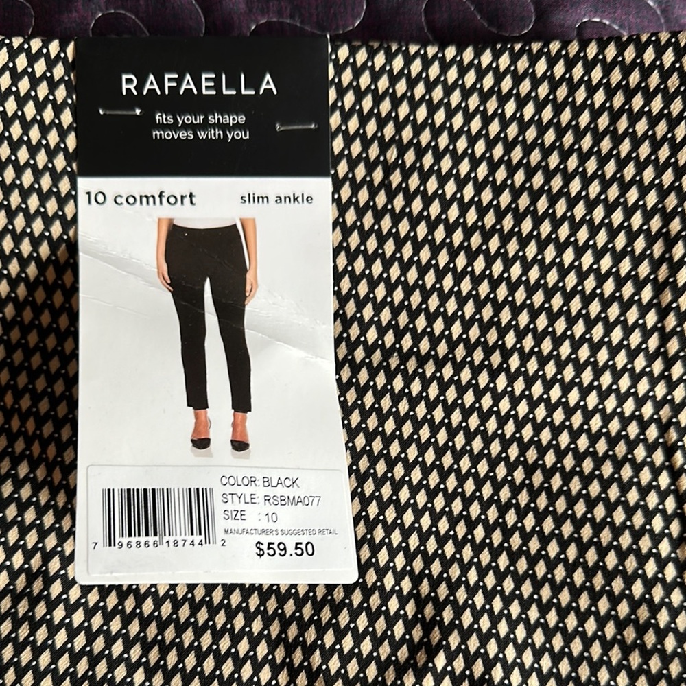 Rafaella Black and Cream Patterned Ankle Pants